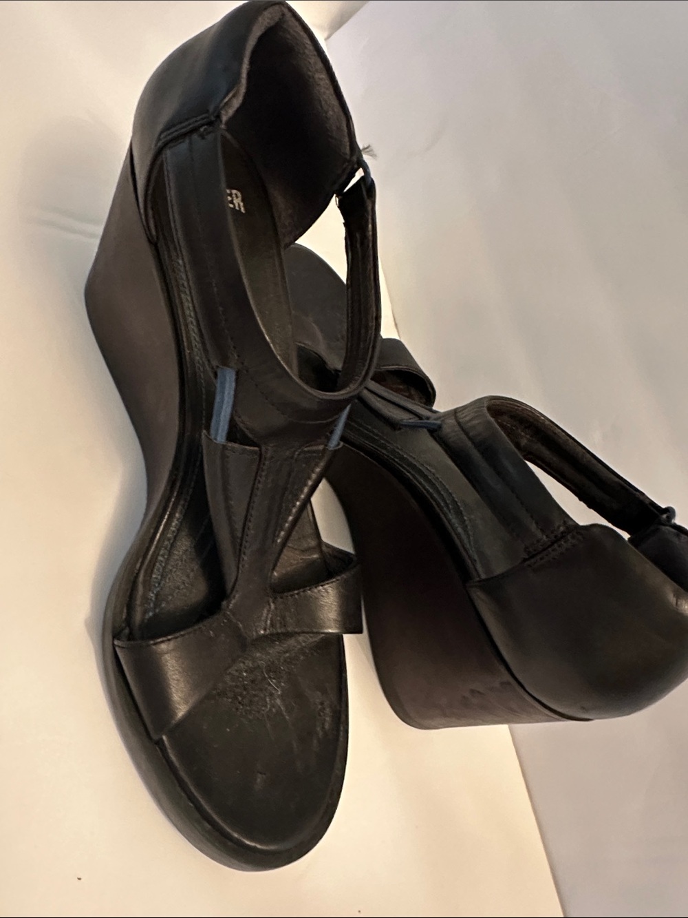 Camper Black Leather Wedge Sandals 41